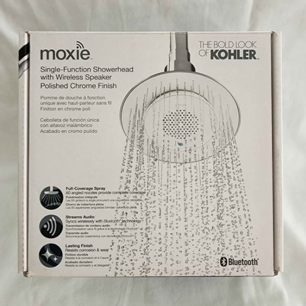 NWT Kohler Moxie Showerhead Wireless Bluetooth Speaker Chrome #G2508-0224